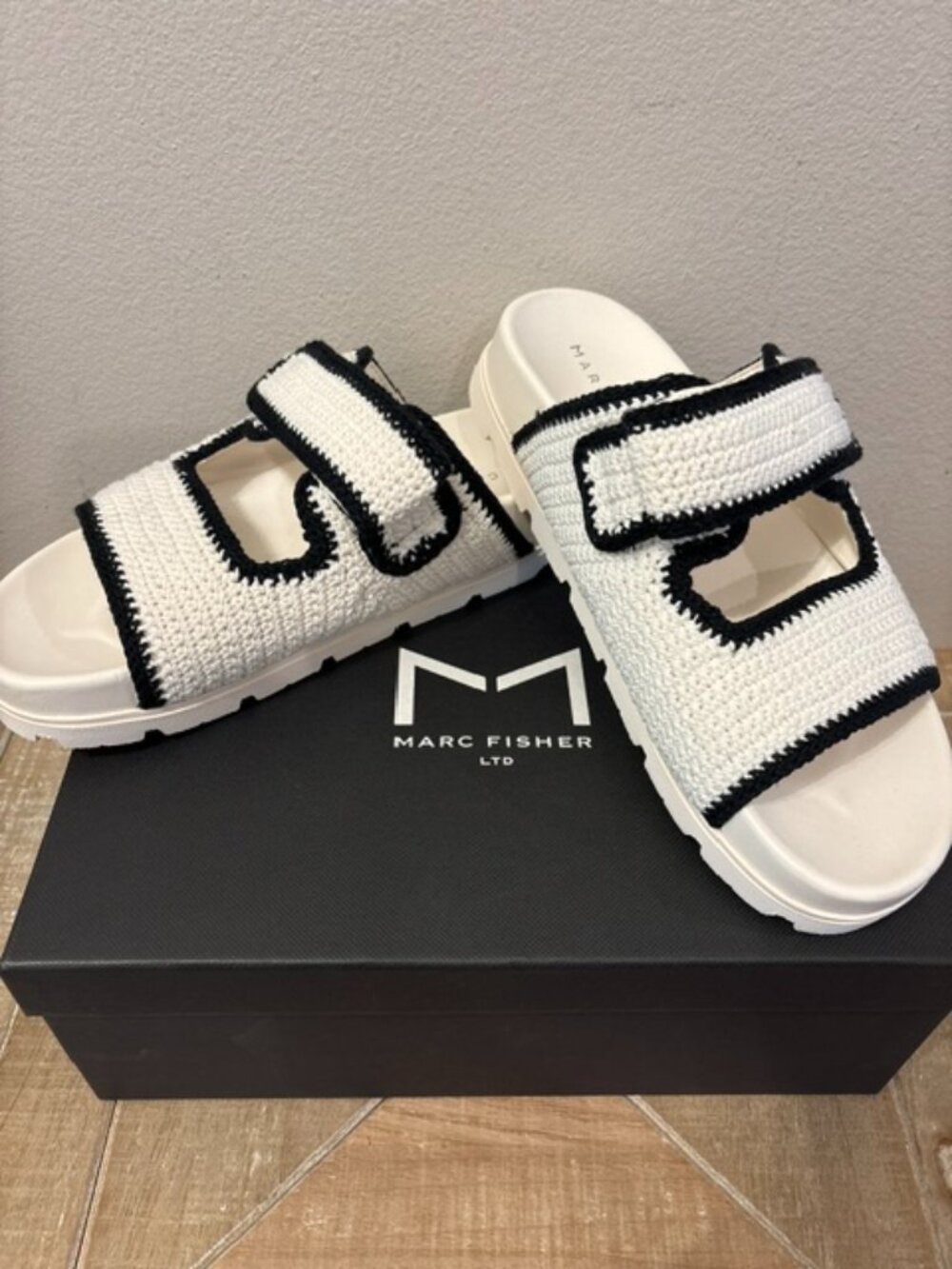 NEW Marc Fisher Brinley Two Strap Sandals Ivory Sizes 7.5 & 8.5